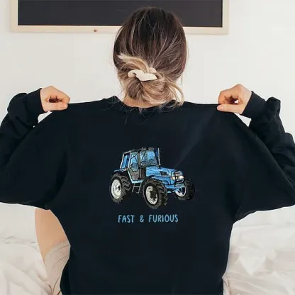 Custom Embroidered Car Design On Back, For Tractor Lover Hoodiet Father's Day Gift