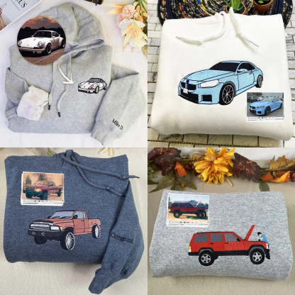 Custom Car Embroidered Sweatshirt Personalize With Your Multiple Favorite Rides