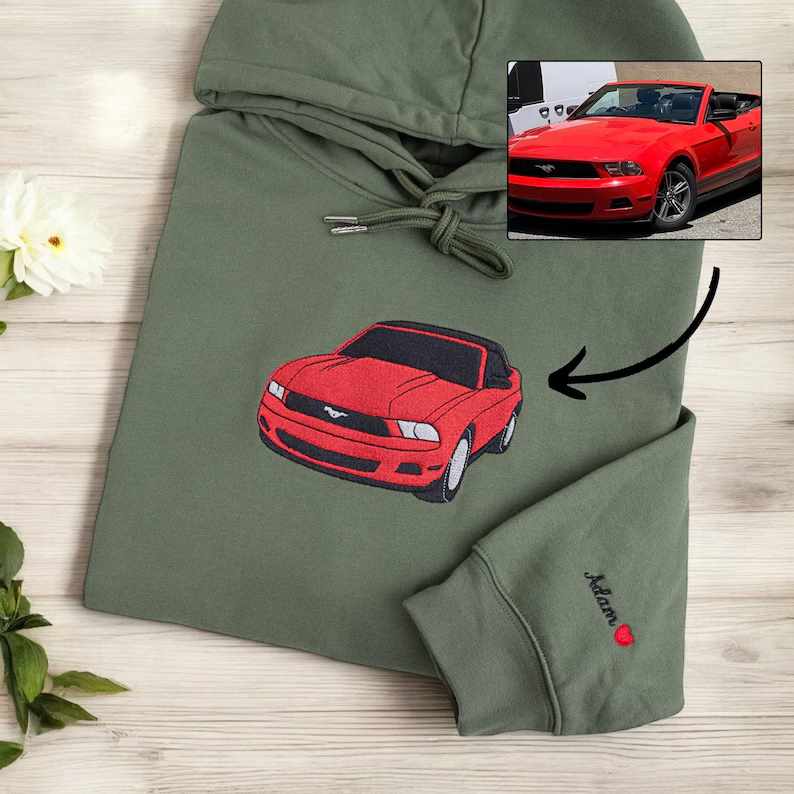 Gifts For Car Lover Custom Embroidered Car Hoodie