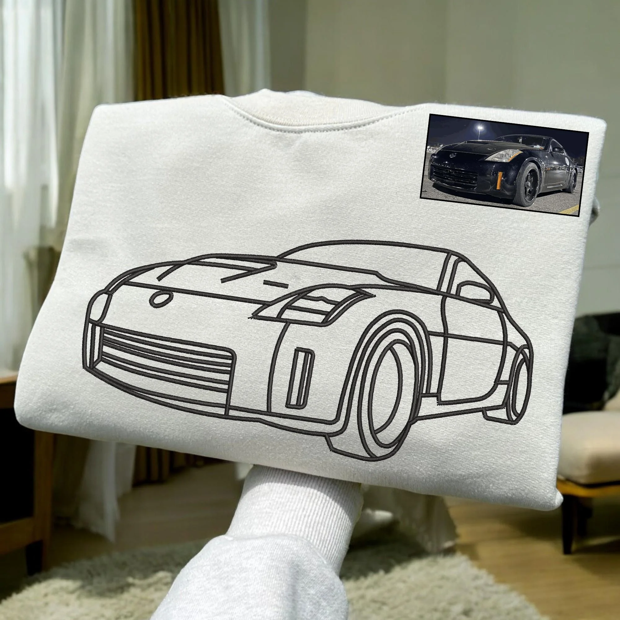 Loversdovey Custom Car Portrait Embroidered Hoodie
