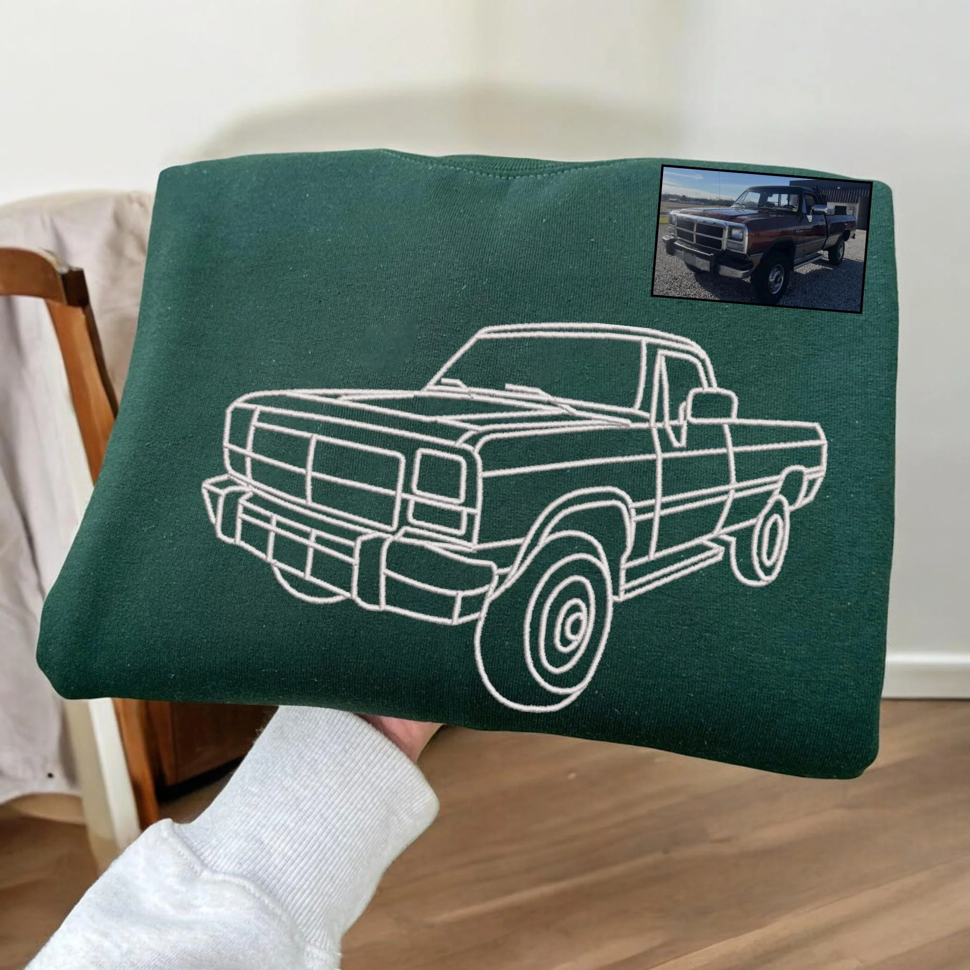 Loversdovey Custom Car Portrait Embroidered Hoodie