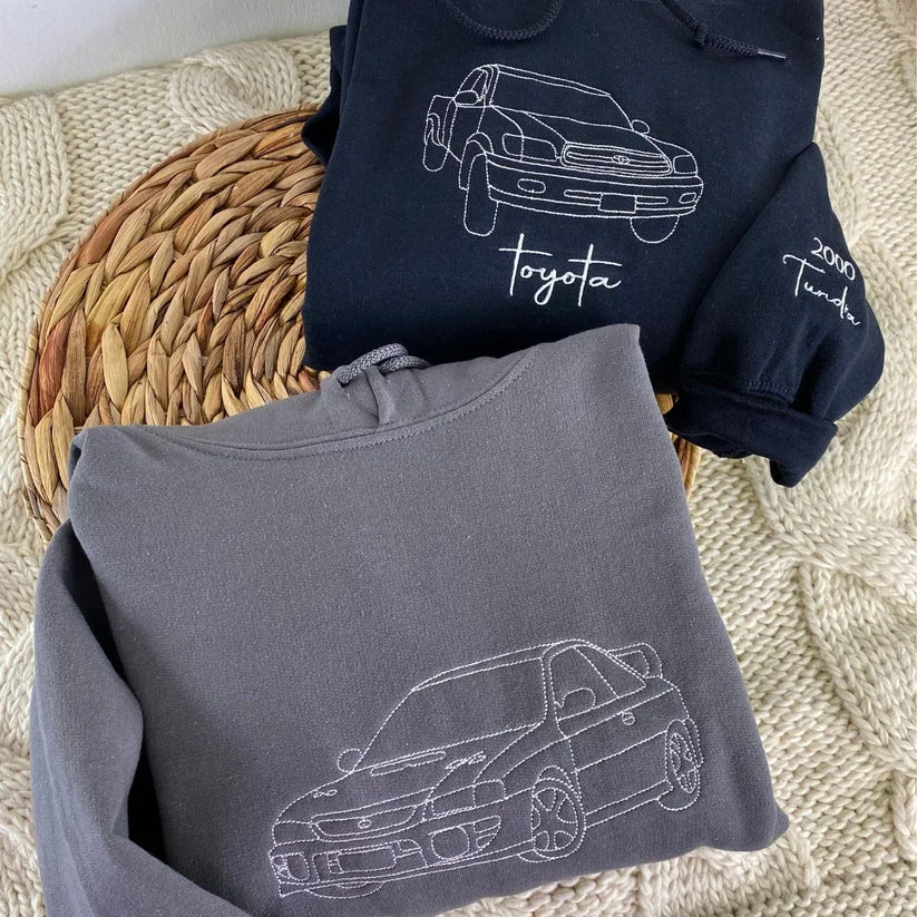 Loversdovey Custom Car Portrait Embroidered Hoodie