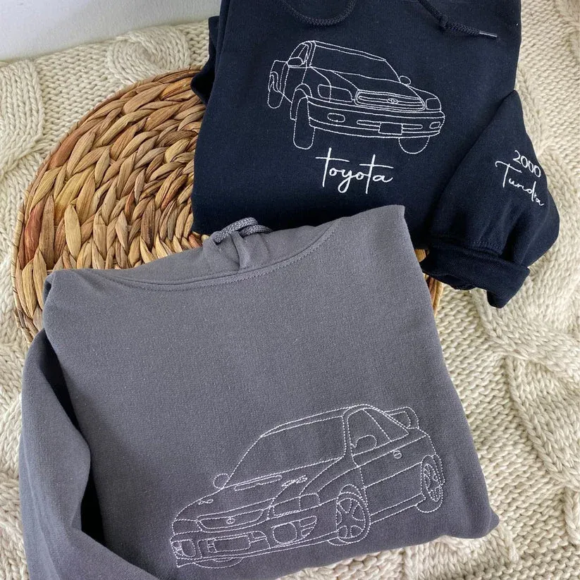 Loversdovey Custom Car Portrait Embroidered Hoodie