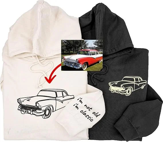 Loversdovey Custom Car Portrait Embroidered Hoodie