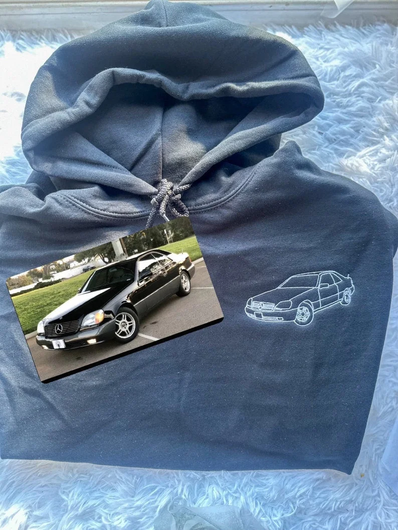 Loversdovey Custom Car Portrait Embroidered Hoodie