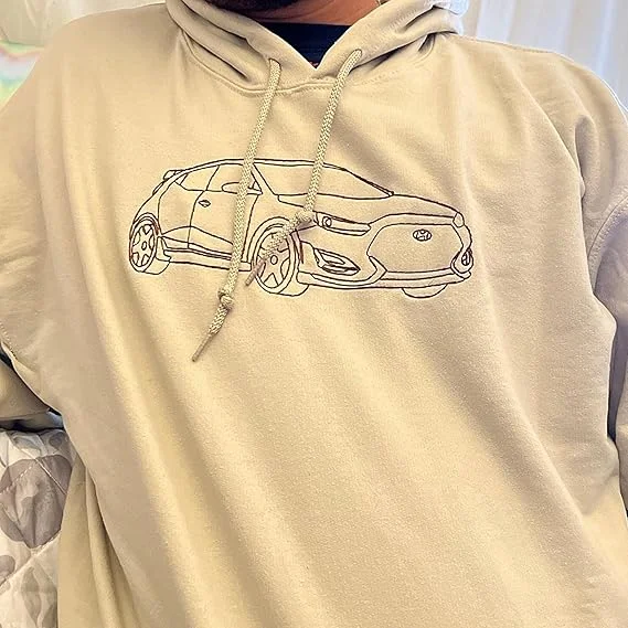 Loversdovey Custom Car Portrait Embroidered Hoodie
