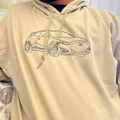 Loversdovey Custom Car Portrait Embroidered Hoodie