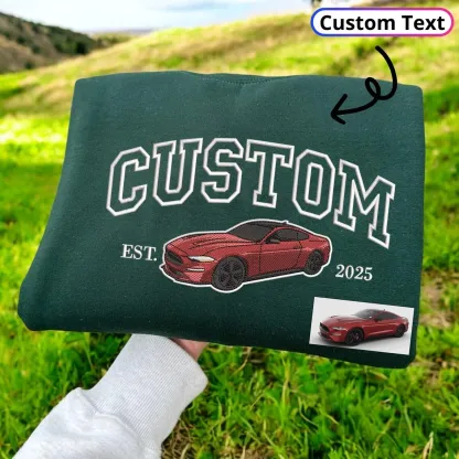 Custom Embroidered Car Hoodie, Car Sweatshirt