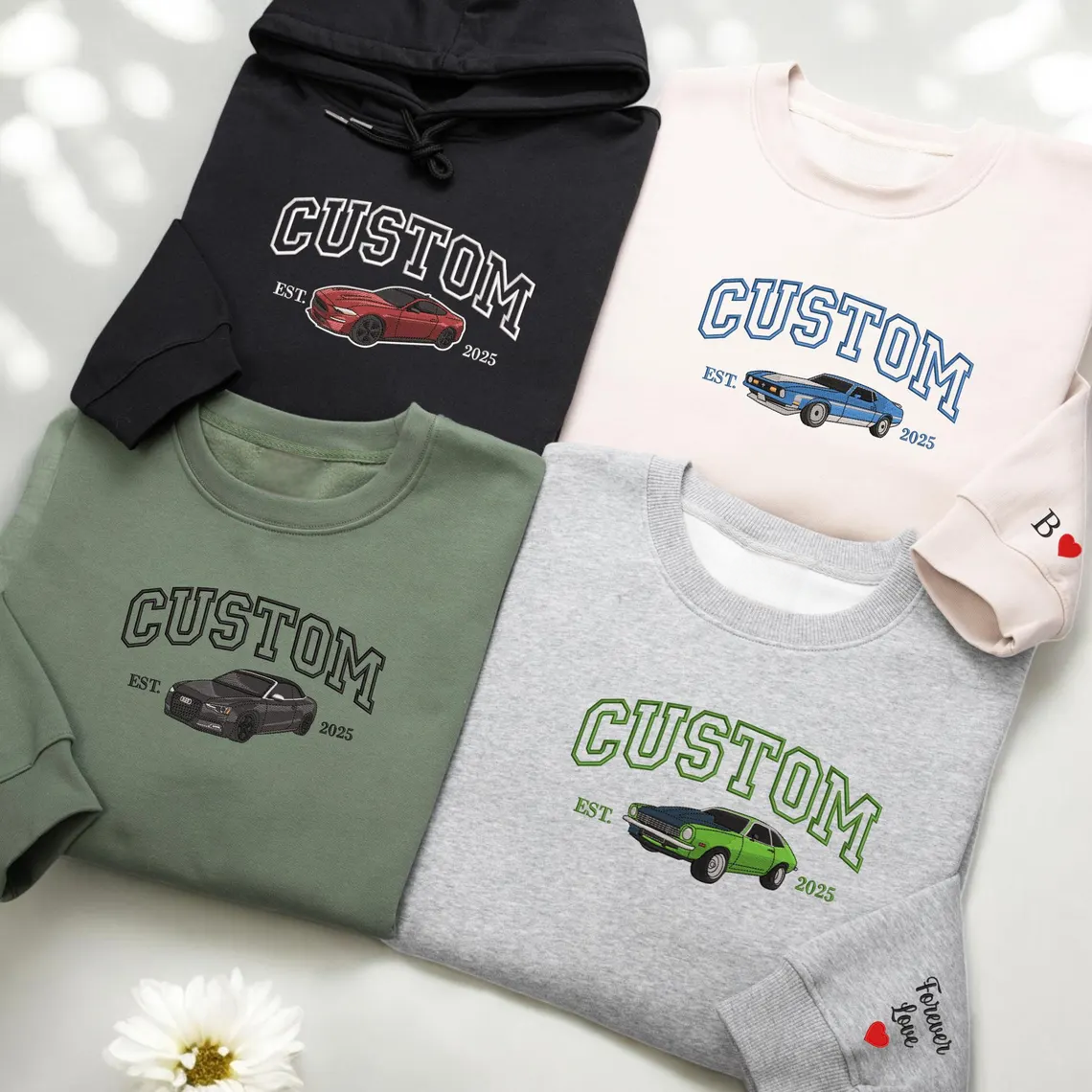 Custom Embroidered Car Hoodie, Car Sweatshirt