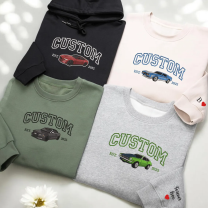 Custom Embroidered Car Hoodie, Car Sweatshirt