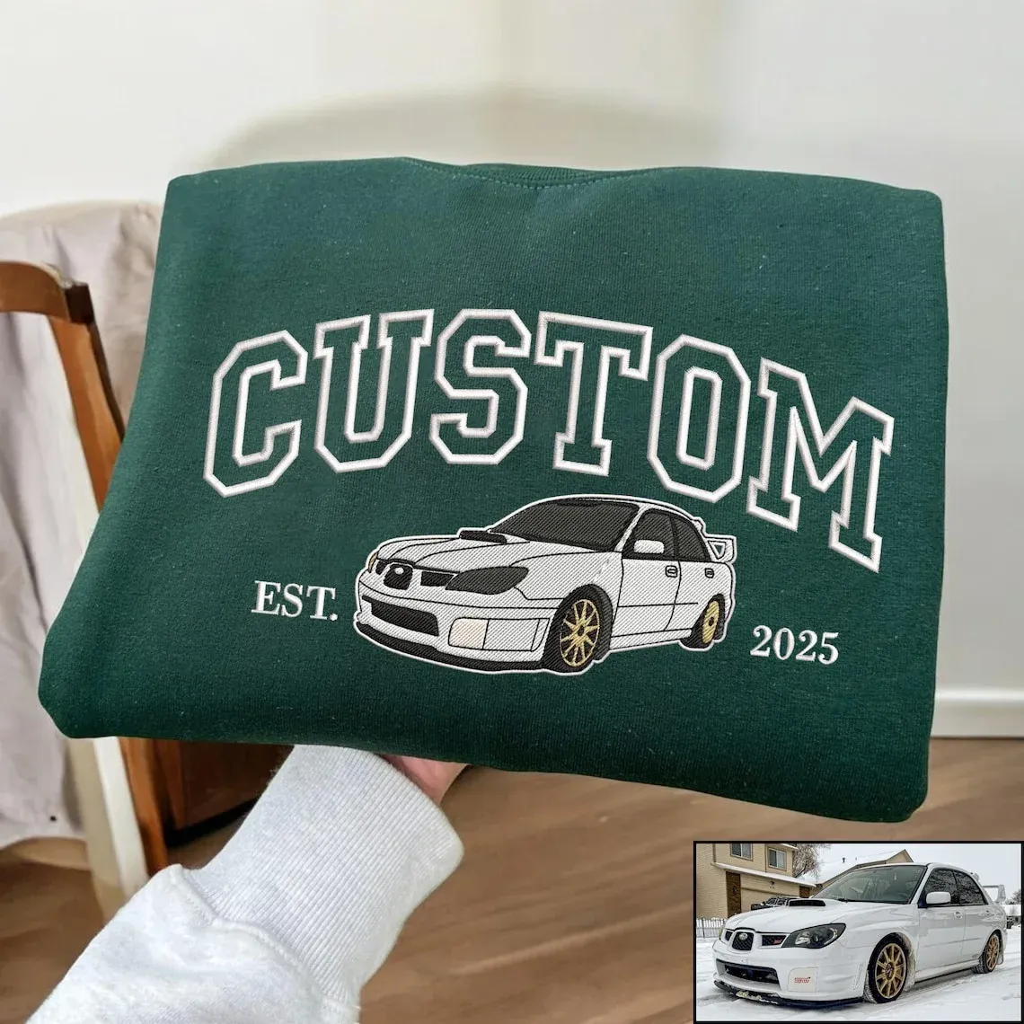 Custom Embroidered Car Hoodie, Car Sweatshirt