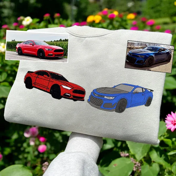 Custom Car Embroidered Sweatshirt Personalize With Your Multiple Favorite Rides