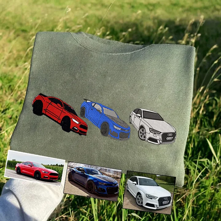 Custom Car Embroidered Sweatshirt Personalize With Your Multiple Favorite Rides