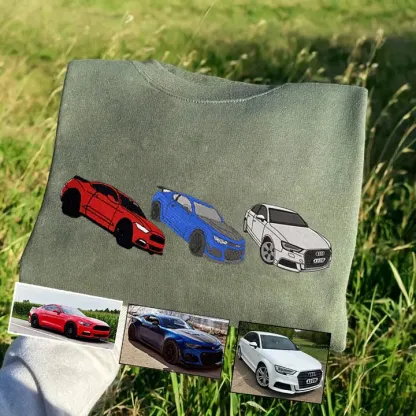 Custom Car Embroidered Sweatshirt Personalize With Your Multiple Favorite Rides
