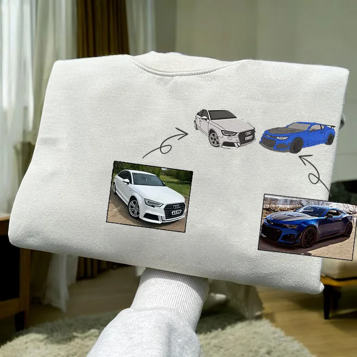 Custom Car Embroidered Sweatshirt Personalize With Your Multiple Favorite Rides