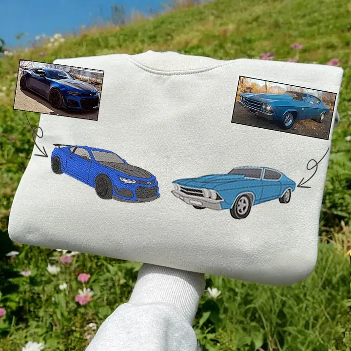 Custom Car Embroidered Sweatshirt Personalize With Your Multiple Favorite Rides