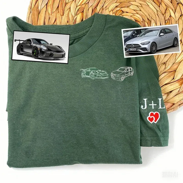 Custom Car Embroidered Sweatshirt Personalize With Your Multiple Favorite Rides