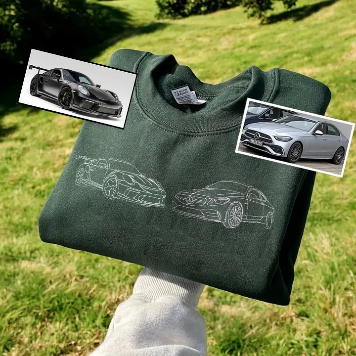 Custom Car Embroidered Sweatshirt Personalize With Your Multiple Favorite Rides