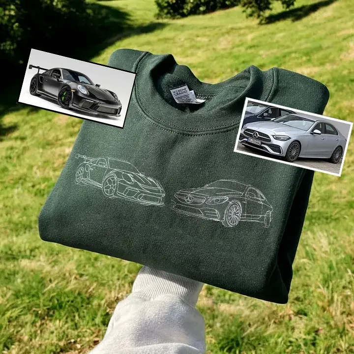 Custom Car Embroidered Sweatshirt Personalize With Your Multiple Favorite Rides