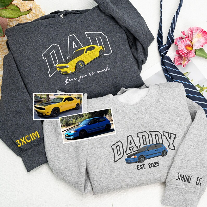 Custom Embroidered Car Hoodie For Dad, Unique Birthday Gifts For Dad