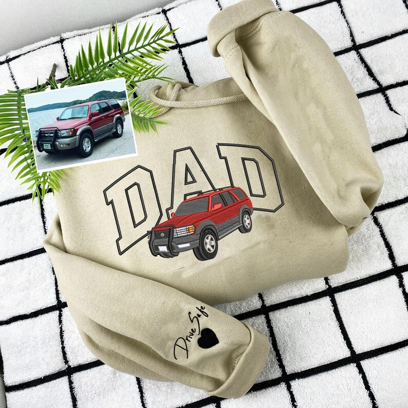 Custom Embroidered Car Hoodie For Dad, Unique Birthday Gifts For Dad