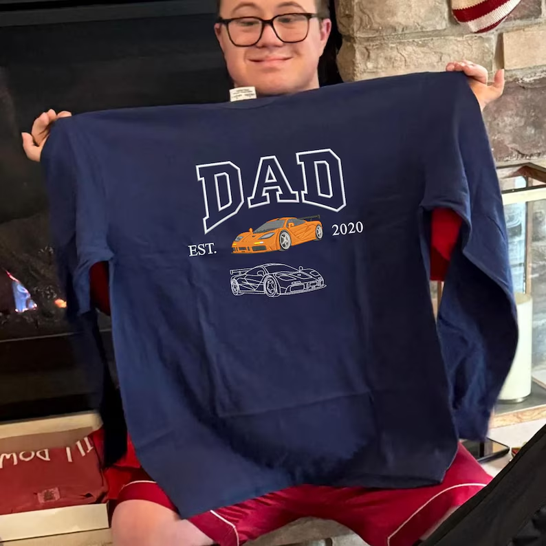 Custom Embroidered Dad Car Crewneck Using Car Photo, Car Embroidered Hoodie, Father's Day Gift