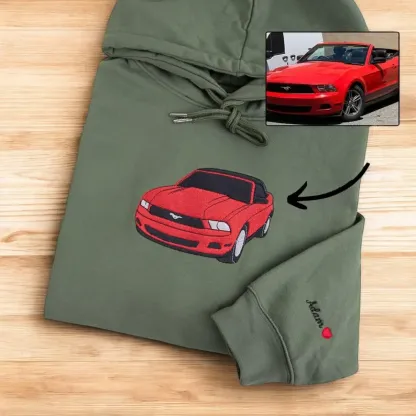 Custom Car Embroidered Hoodie Car Photo Embroidered Sweatshirt For DAD Anniversary Gifts