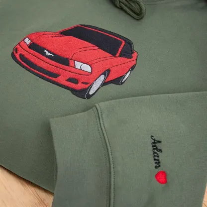 Custom Car Embroidered Hoodie Car Photo Embroidered Sweatshirt For DAD Anniversary Gifts