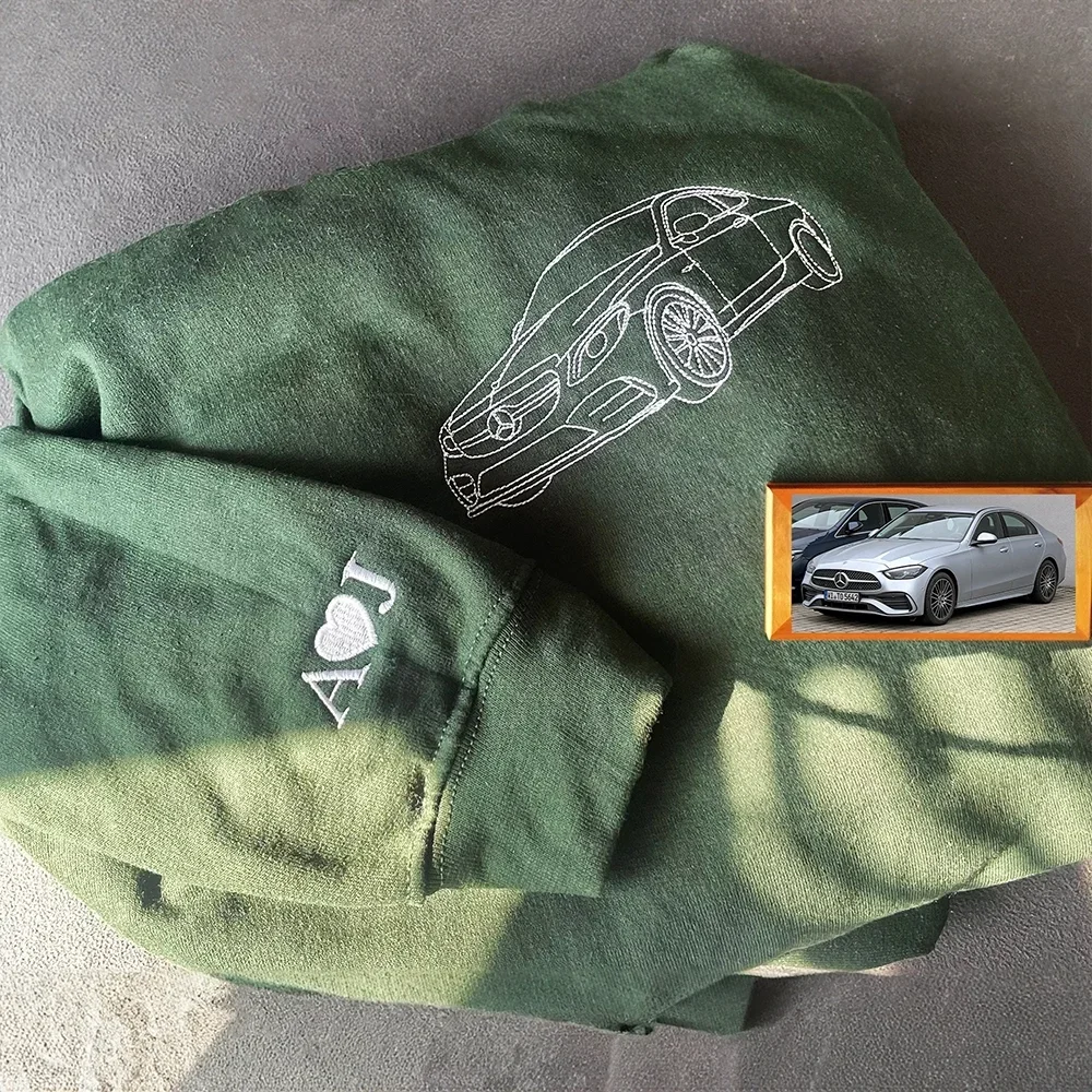 Custom Embroidered Car Outline Sweatshirt, Gift For Dad/Husband/Boyfriend, Father's Day Gift