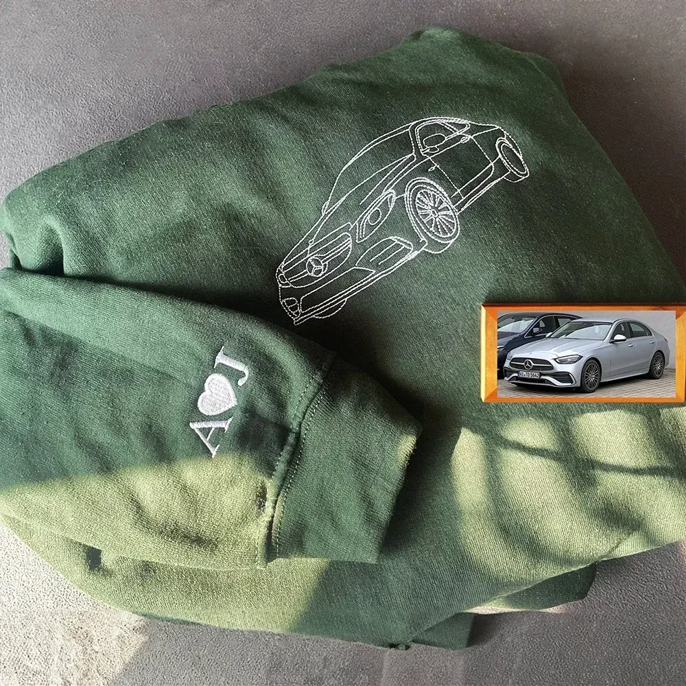Custom Embroidered Car Outline Sweatshirt, Gift For Dad/Husband/Boyfriend, Father's Day Gift