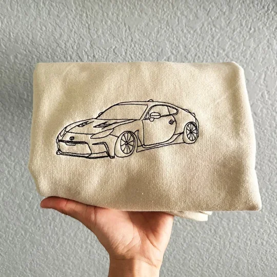 Custom Embroidered Car Outline Sweatshirt, Gift For Dad/Husband/Boyfriend, Father's Day Gift