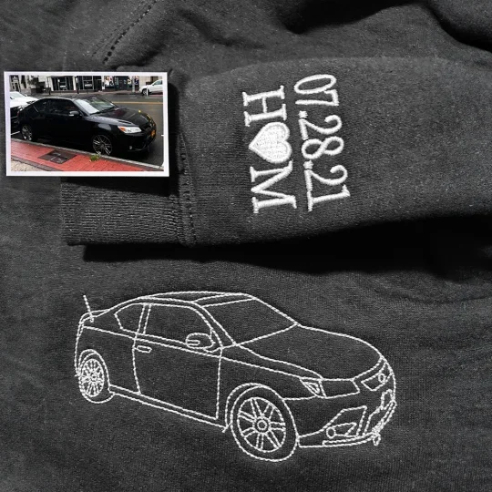 Custom Embroidered Car Outline Sweatshirt, Gift For Dad/Husband/Boyfriend, Father's Day Gift