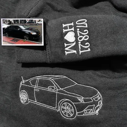 Custom Embroidered Car Outline Sweatshirt, Gift For Dad/Husband/Boyfriend, Father's Day Gift