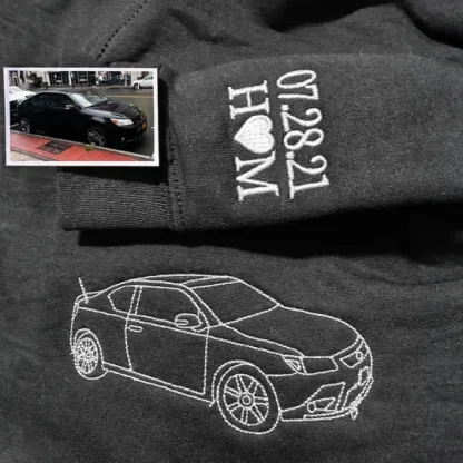 Custom Embroidered Car Outline Sweatshirt, Gift For Dad/Husband/Boyfriend, Father's Day Gift
