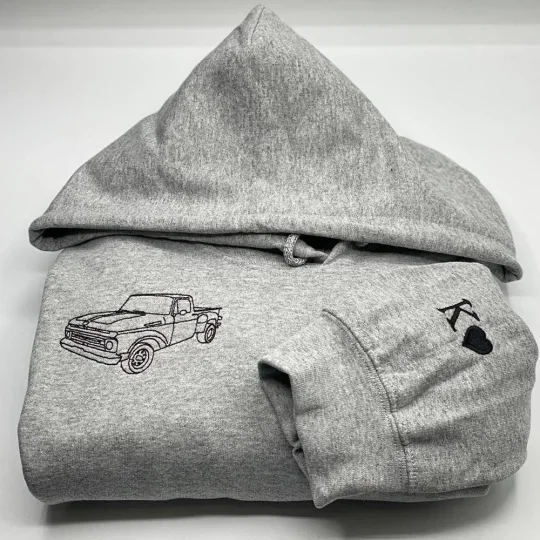 Custom Embroidered Car Outline Sweatshirt, Gift For Dad/Husband/Boyfriend, Father's Day Gift