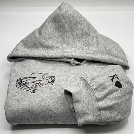 Custom Embroidered Car Outline Sweatshirt, Gift For Dad/Husband/Boyfriend, Father's Day Gift