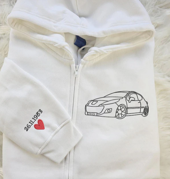 Custom Full-Zip Hoodie Car Using Car Photo-Custom Dad Birthday Full-Zip Hoodie From Daughter