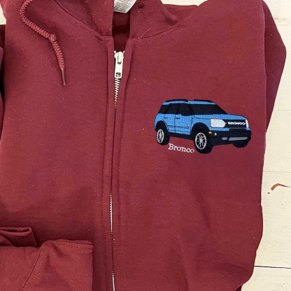 Custom Full-Zip Hoodie Car Using Car Photo-Custom Dad Birthday Full-Zip Hoodie From Daughter