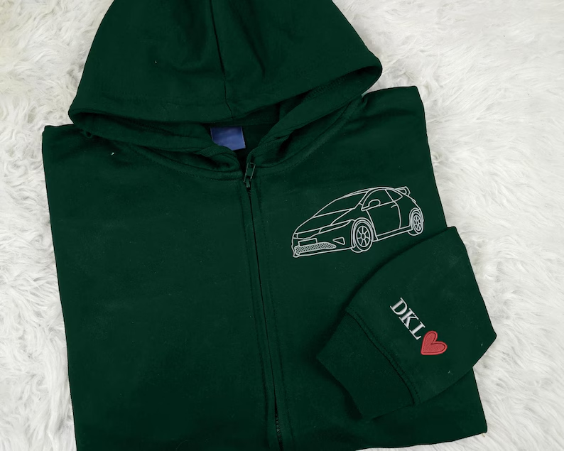Custom Full-Zip Hoodie Car Using Car Photo-Custom Dad Birthday Full-Zip Hoodie From Daughter