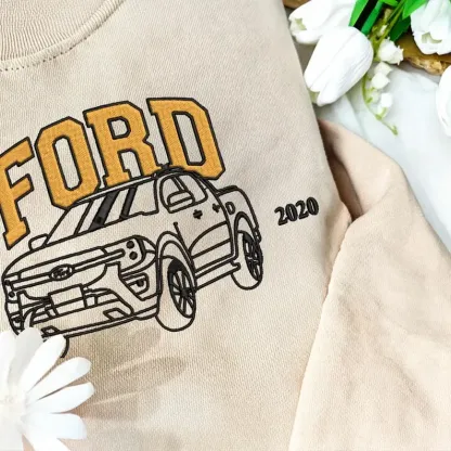 Custom Embroidered Car Hoodie, Custom Line Drawing Car Photo Embroidered Hoodie, Gifts for Dad