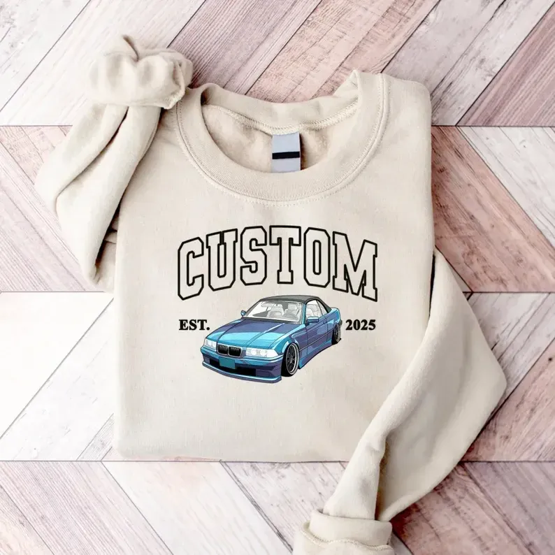 Custom Car Portrait Matching Sweater, Cars Lover Couple Jumper, Gifts For Dad From Son And Daughter