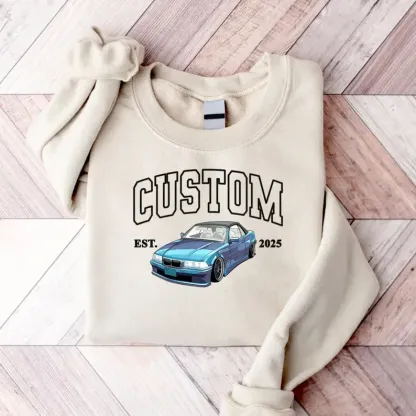 Custom Car Portrait Matching Sweater, Cars Lover Couple Jumper, Gifts For Dad From Son And Daughter