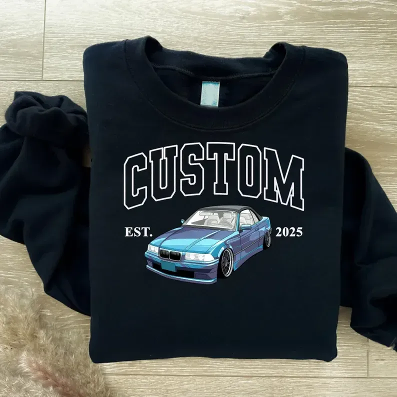 Custom Car Portrait Matching Sweater, Cars Lover Couple Jumper, Gifts For Dad From Son And Daughter