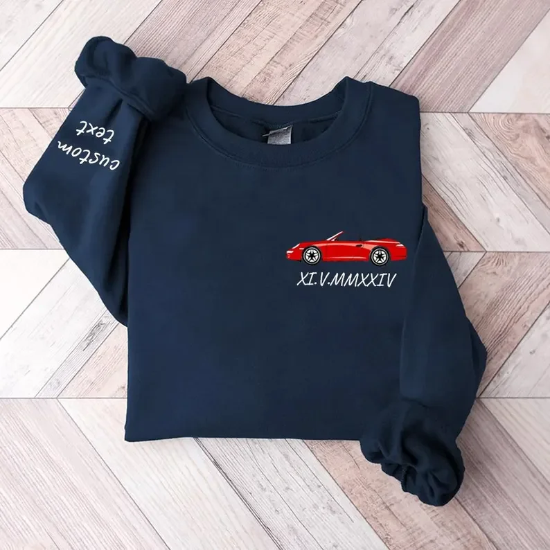 Personalized Printed Custom Car Art Sweatshirt, Custom Vehicle Sweater, Personalized Dad Gift