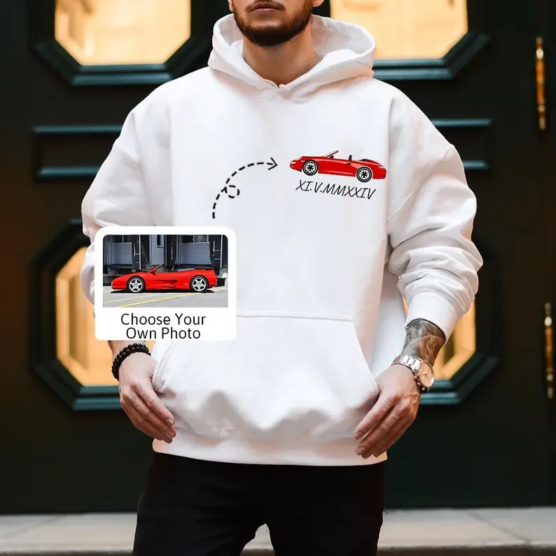 Personalized Printed Custom Car Art Sweatshirt, Custom Vehicle Sweater, Personalized Dad Gift