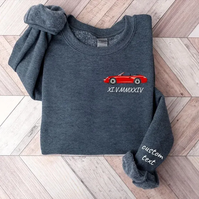 Personalized Printed Custom Car Art Sweatshirt, Custom Vehicle Sweater, Personalized Dad Gift