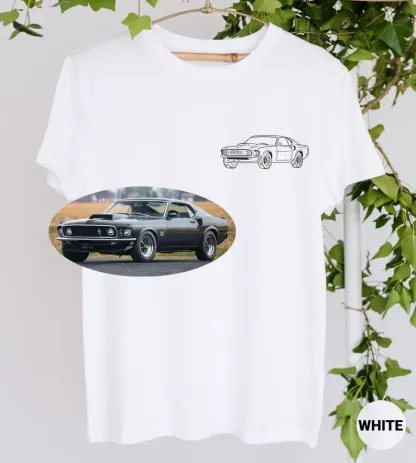 Custom Car Outline Photo T-Shirt, Personalized Gift For Him, Gift For Dad, Father's Day Gift