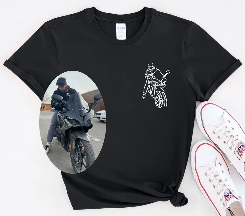 Custom Car Outline Photo T-Shirt, Personalized Gift For Him, Gift For Dad, Father's Day Gift