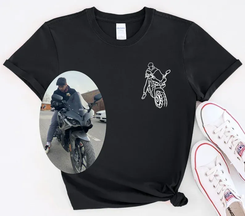 Custom Car Outline Photo T-Shirt, Personalized Gift For Him, Gift For Dad, Father's Day Gift