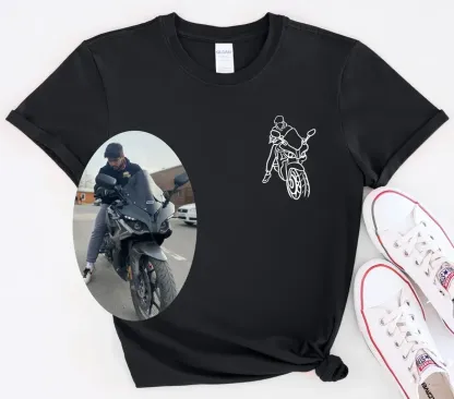 Custom Car Outline Photo T-Shirt, Personalized Gift For Him, Gift For Dad, Father's Day Gift